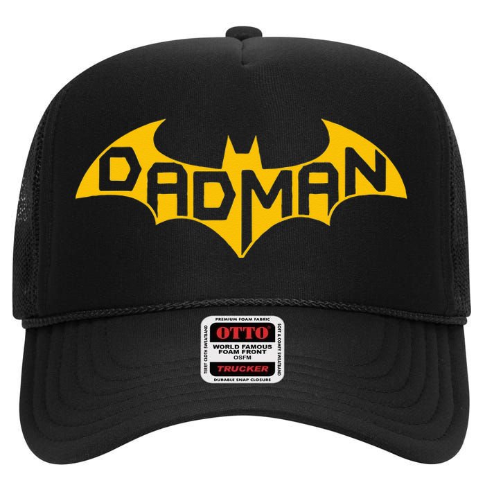 Funny Dad Birthday Present Idea Dadman Son Birth High Crown Mesh Back Trucker Hat