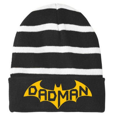 Funny Dad Birthday Present Idea Dadman Son Birth Striped Beanie with Solid Band