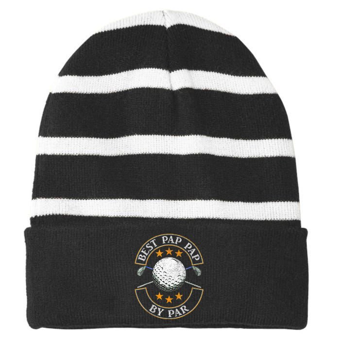 Father's Day Best Pap By Par Golf Gifts For Dad Grandpa Striped Beanie with Solid Band