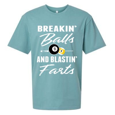 Father's Day BREAKIN BALLS AND BLASTIN'S FARTS Pool Player Gift For Dad Sueded Cloud Jersey T-Shirt
