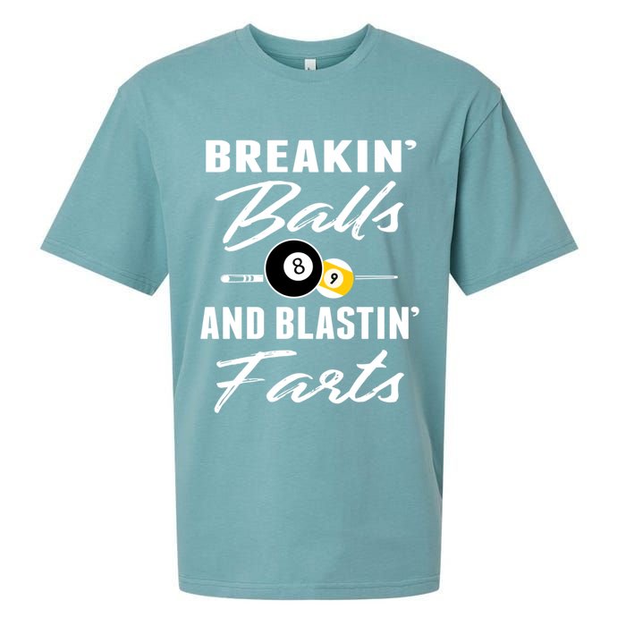 Father's Day BREAKIN BALLS AND BLASTIN'S FARTS Pool Player Gift For Dad Sueded Cloud Jersey T-Shirt