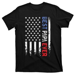 Fathers Day Best Papa Ever With US American Flag T-Shirt