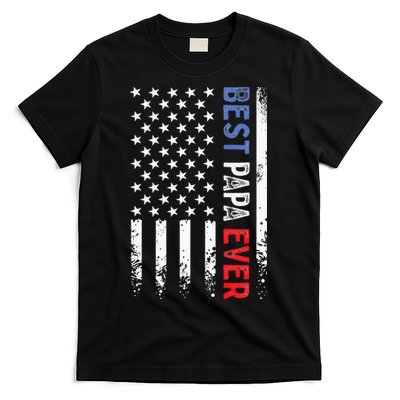 Fathers Day Best Papa Ever With US American Flag T-Shirt