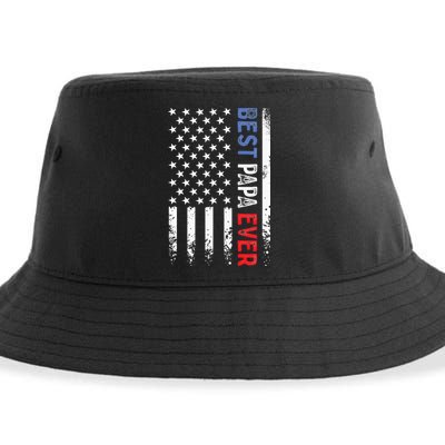 Fathers Day Best Papa Ever With US American Flag Sustainable Bucket Hat