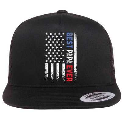 Fathers Day Best Papa Ever With US American Flag Flatbill Hat