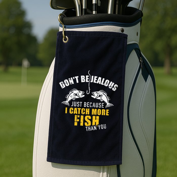 Fishing DonT Be Jealous Just Because I Catch More Fish You Golf Towel