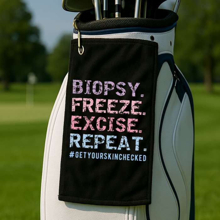 Funny Dermatologist Biopsy Freeze Excise Repeat Dermatology Golf Towel