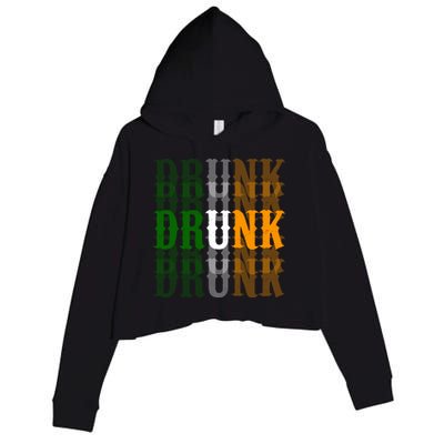 Funny Drunk Blur St Patricks Day Crop Fleece Hoodie