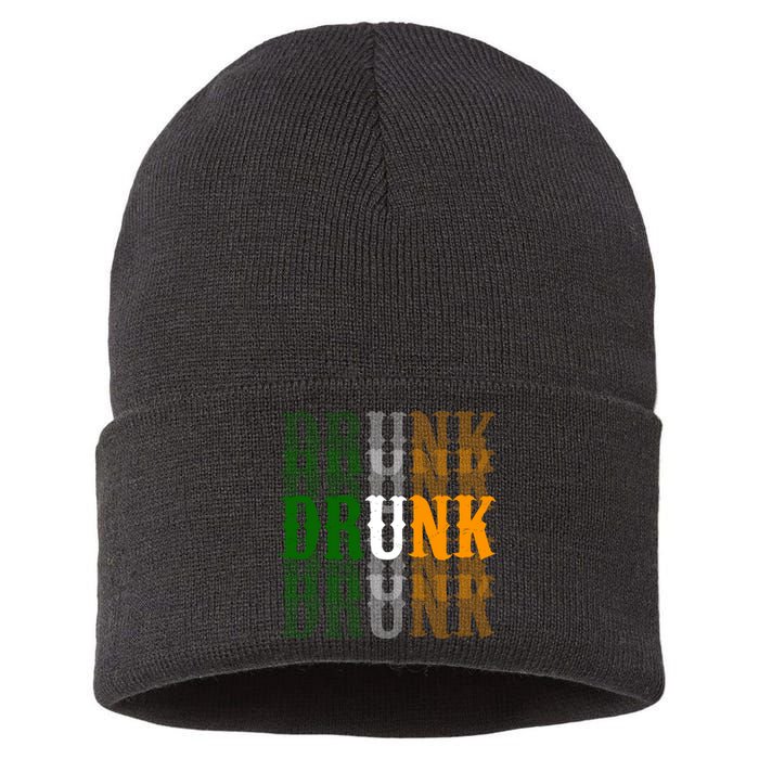 Funny Drunk Blur St Patricks Day Sustainable Knit Beanie