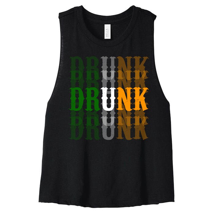 Funny Drunk Blur St Patricks Day Women's Racerback Cropped Tank