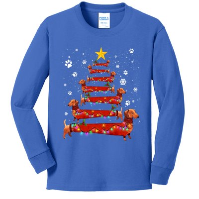 Funny Dachshund Christmas Tree Xmas Doxie Wiener Dog Lover Gift Kids Long Sleeve Shirt