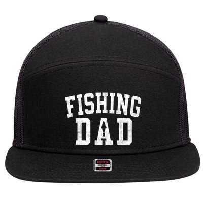 Fishing Dad Classic Bold Font FatherS Day Daddy 7 Panel Mesh Trucker Snapback Hat