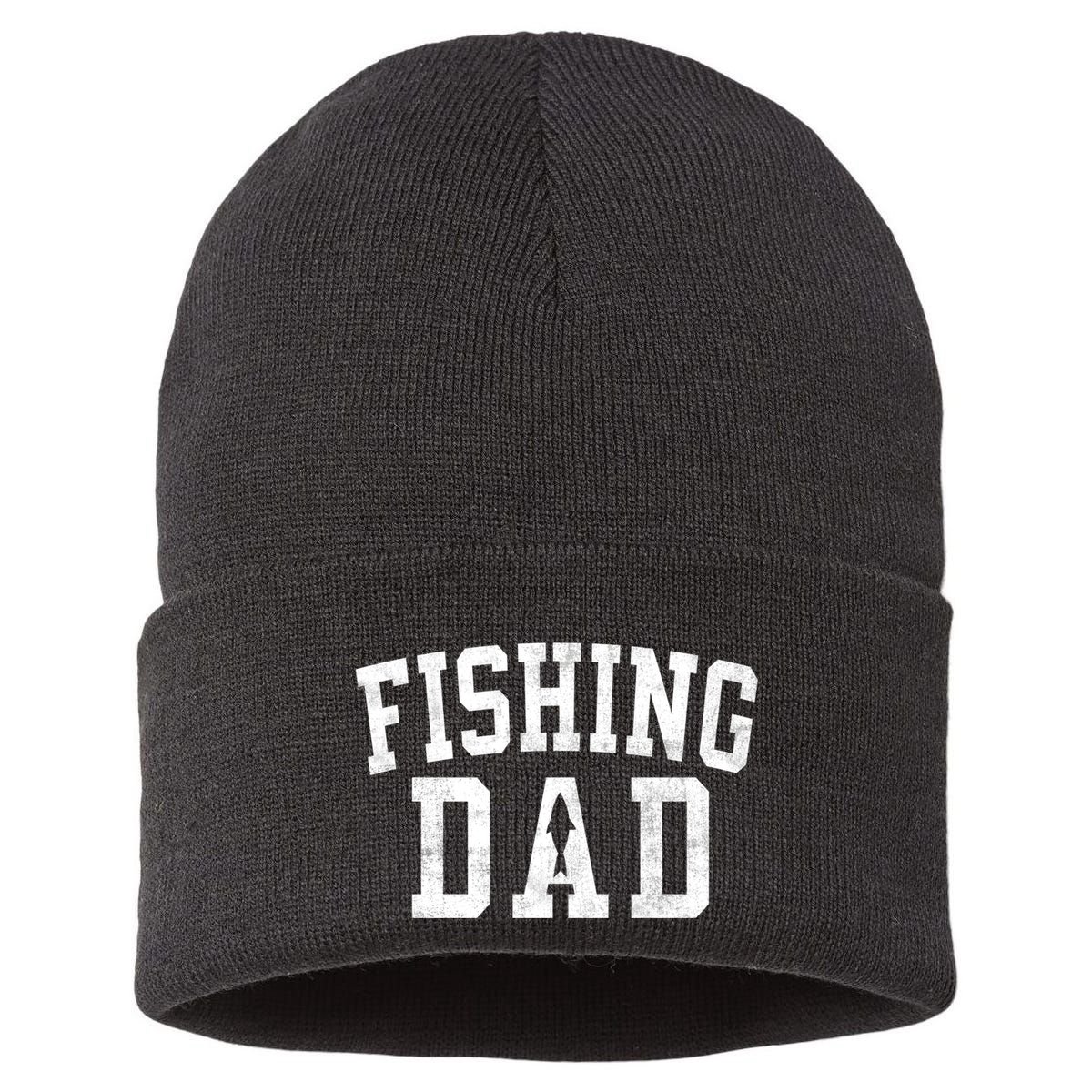 Fishing Dad Classic Bold Font FatherS Day Daddy Sustainable Knit Beanie