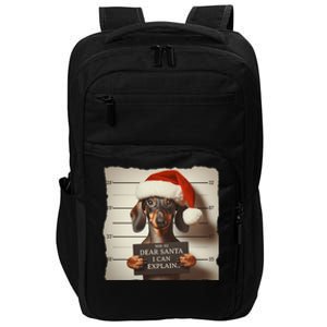 Funny Dachshund Christmas Dear Santa I Can Explain Weiner Gift Impact Tech Backpack