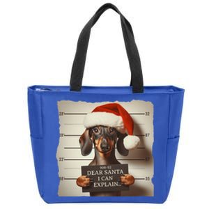 Funny Dachshund Christmas Dear Santa I Can Explain Weiner Gift Zip Tote Bag