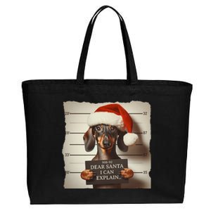 Funny Dachshund Christmas Dear Santa I Can Explain Weiner Gift Cotton Canvas Jumbo Tote