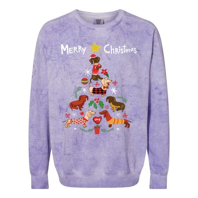 Funny Dachshund Christmas Tree Gift Ornat Gift Colorblast Crewneck Sweatshirt