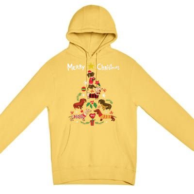 Funny Dachshund Christmas Tree Gift Ornat Gift Premium Pullover Hoodie