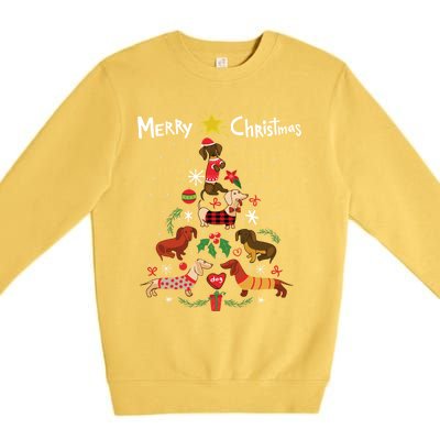 Funny Dachshund Christmas Tree Gift Ornat Gift Premium Crewneck Sweatshirt