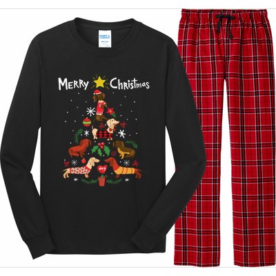 Funny Dachshund Christmas Tree Gift Ornat Gift Long Sleeve Pajama Set