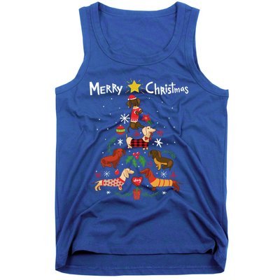 Funny Dachshund Christmas Tree Gift Ornat Gift Tank Top