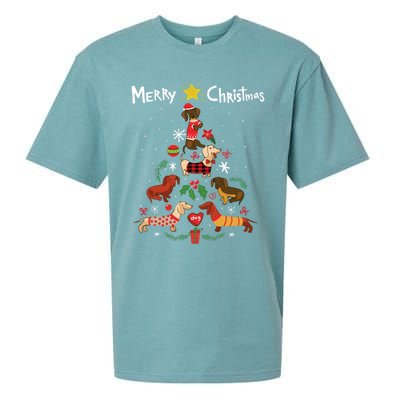 Funny Dachshund Christmas Tree Gift Ornat Gift Sueded Cloud Jersey T-Shirt