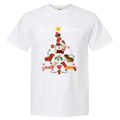 Funny Dachshund Christmas Tree Gift Ornat Gift Garment-Dyed Heavyweight T-Shirt