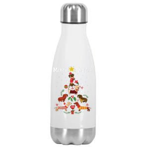 Funny Dachshund Christmas Tree Gift Ornat Gift Stainless Steel Insulated Water Bottle