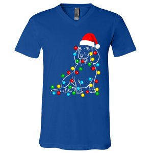 Funny Dachshund Christmas Tree Lights Dog Doxie Lover Gift V-Neck T-Shirt