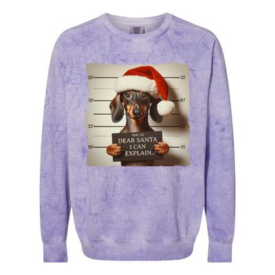 Funny Dachshund Christmas Dear Santa I Can Explain Weiner Colorblast Crewneck Sweatshirt