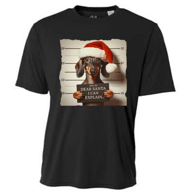 Funny Dachshund Christmas Dear Santa I Can Explain Weiner Cooling Performance Crew T-Shirt