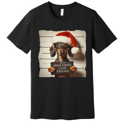 Funny Dachshund Christmas Dear Santa I Can Explain Weiner Premium T-Shirt