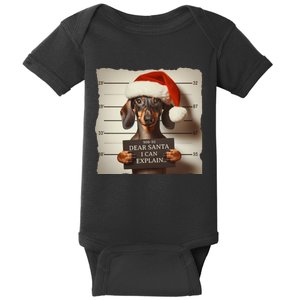 Funny Dachshund Christmas Dear Santa I Can Explain Weiner Baby Bodysuit