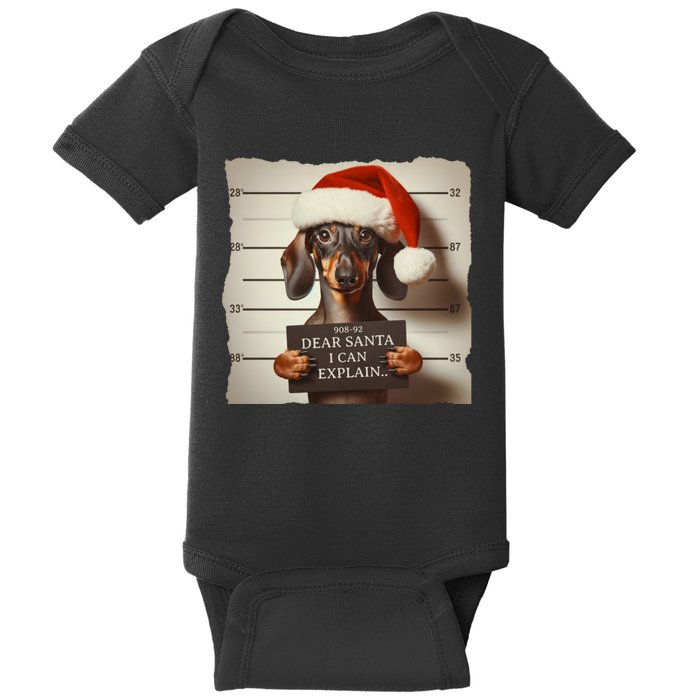 Funny Dachshund Christmas Dear Santa I Can Explain Weiner Baby Bodysuit