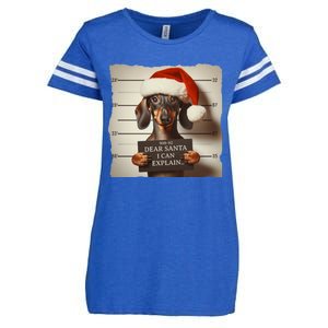 Funny Dachshund Christmas Dear Santa I Can Explain Weiner Enza Ladies Jersey Football T-Shirt