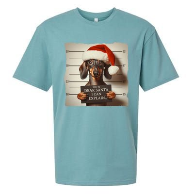 Funny Dachshund Christmas Dear Santa I Can Explain Weiner Sueded Cloud Jersey T-Shirt