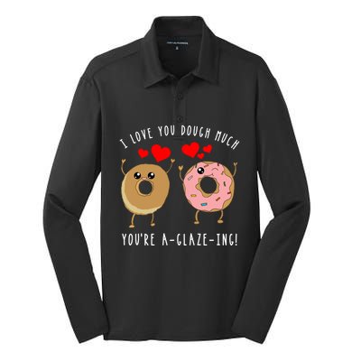 Funny Donut Couples Pun Saying Valentines Day Quote Meme Gift Silk Touch Performance Long Sleeve Polo