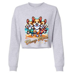 Funny Dancing Corgis Hawaiian Family Vacation Vacay Mode Gift Cropped Pullover Crew