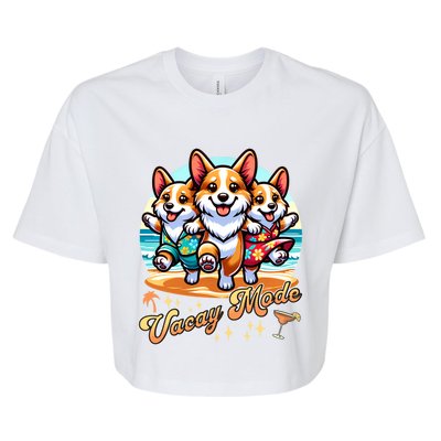 Funny Dancing Corgis Hawaiian Family Vacation Vacay Mode Gift Bella+Canvas Jersey Crop Tee