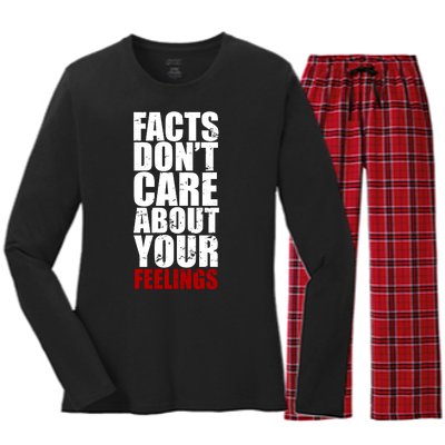 Facts Don't Care About Your Feelings Women's Long Sleeve Flannel Pajama Set 