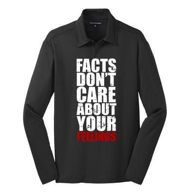 Facts Don't Care About Your Feelings Silk Touch Performance Long Sleeve Polo