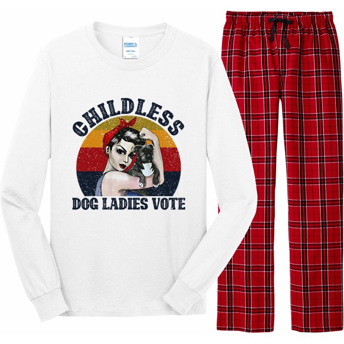 Funny Dog Childless Dog Ladies Vote The Riveter Gift Long Sleeve Pajama Set