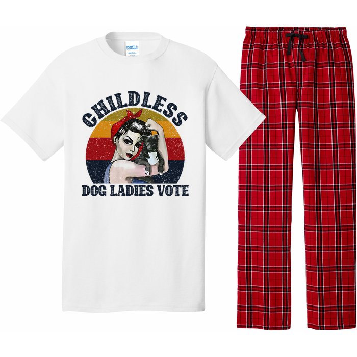 Funny Dog Childless Dog Ladies Vote The Riveter Gift Pajama Set