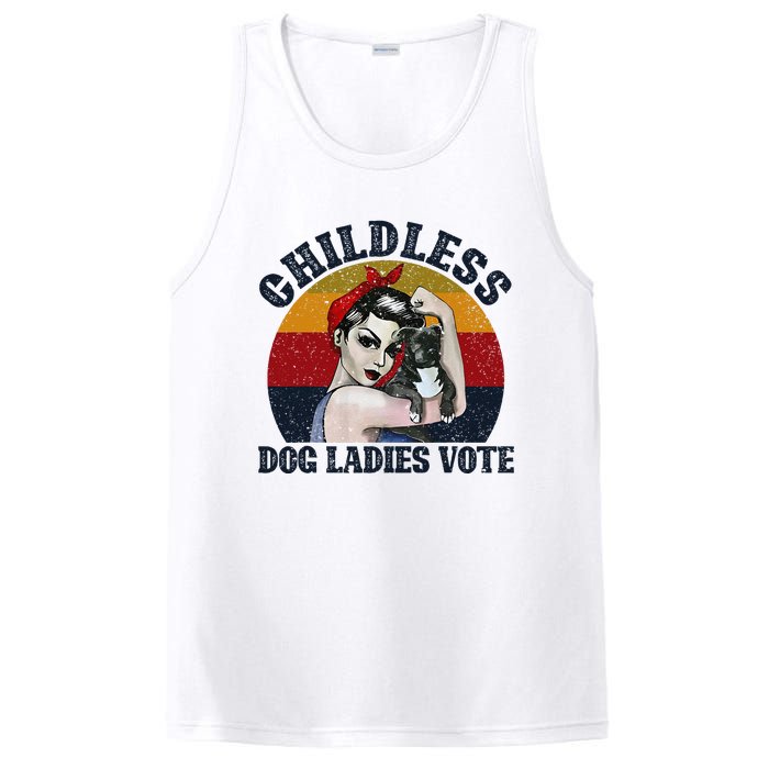 Funny Dog Childless Dog Ladies Vote The Riveter Gift PosiCharge Competitor Tank