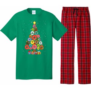 Funny Donuts Christmas Tree Lights Xmas Pjs For Family Matching Gift Pajama Set