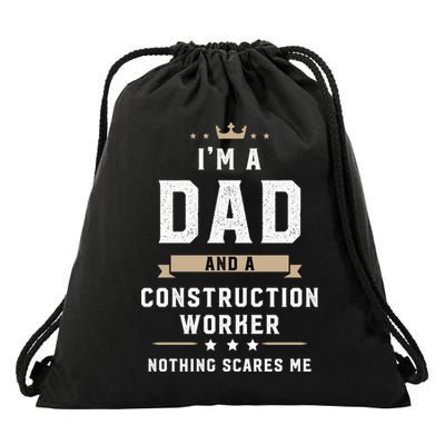 Funny Dad Construction Worker Fathers Day Gift Drawstring Bag