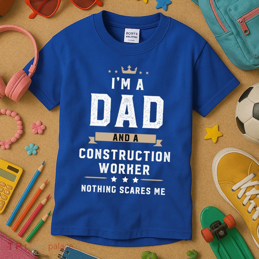 Funny Dad Construction Worker Fathers Day Gift Kids T-Shirt