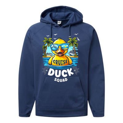 Funny Duck Cruise Rubber Duck Squad Vaction Cruise Ship Performance Fleece Hoodie