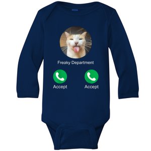 Freaky Department Calling Silly Cat Meme Baby Long Sleeve Bodysuit