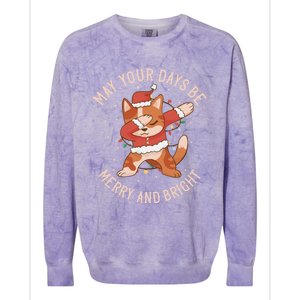 Funny Dabbing Cat Dancing To Christmas Music Gift Colorblast Crewneck Sweatshirt